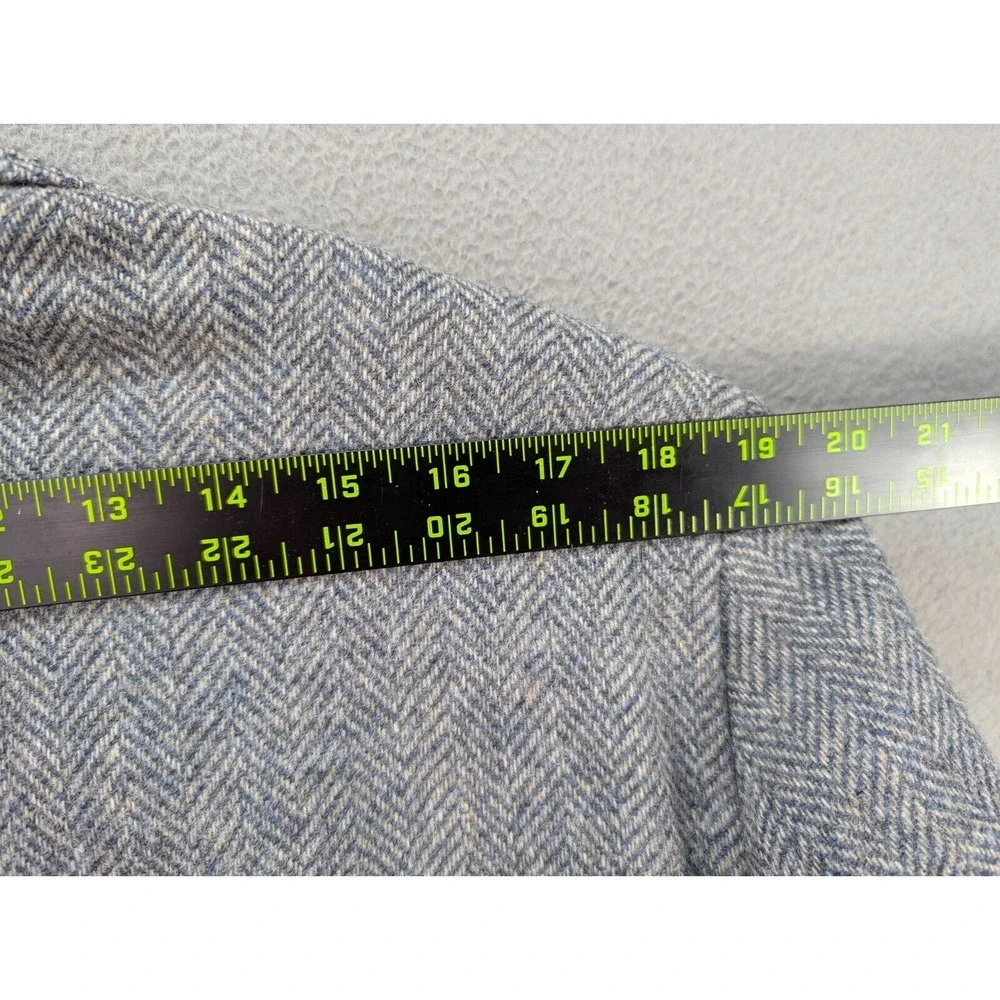 Vintage Haggar Tweed Blazer Jacket Size 44L Wool Gray Blue Herringbone Corpcore